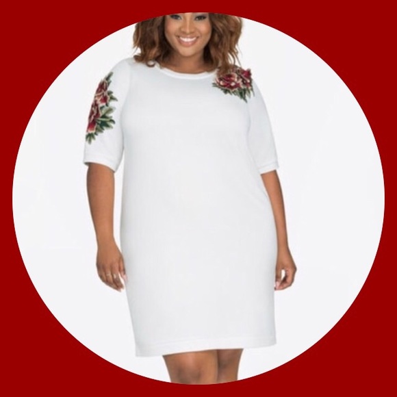 Ashley Stewart Dresses & Skirts - ASHLEY STEWART FLORAL EMBROIDERED SWEATSHIRT DRESS